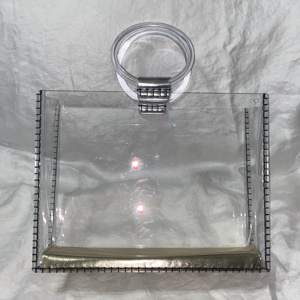 NEW VINTAGE HAVANA women's molly clear with gold clutch in transparent